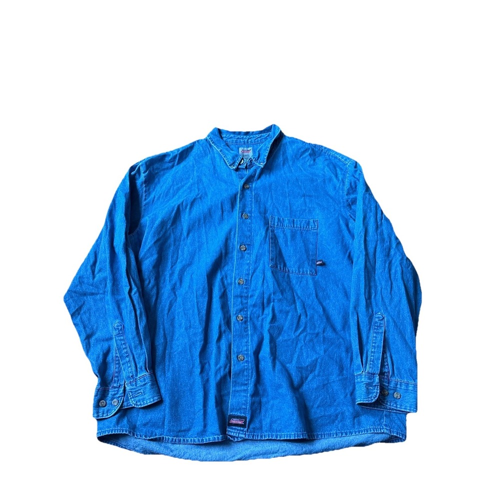 Dickies Chambray Shirt Mens 3XL Blue Long Sleeve Button Down Workwear Pocket